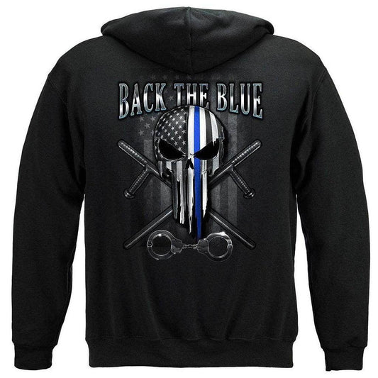 United States Law Enforcement Back the Blue Freedom Skull Premium Hoodie - Military Republic