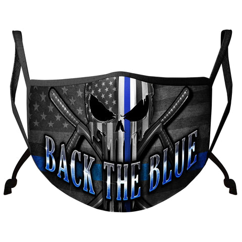 Law Enforcement Back the Blue Freedom Skull Premium Face Mask - Military Republic
