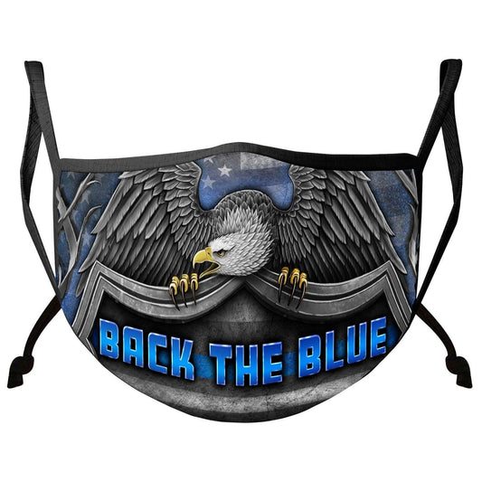 Law Enforcement Back the Blue Virtue Respect Honor Face Mask - Military Republic