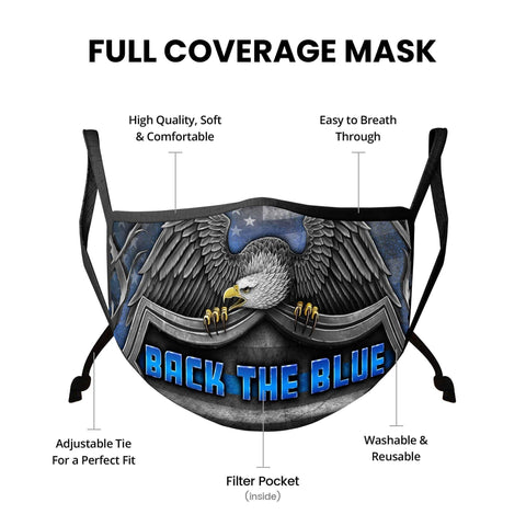 Law Enforcement Back the Blue Virtue Respect Honor Face Mask - Military Republic