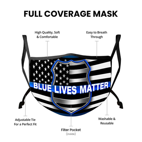 Law Enforcement Blue Lives Matter Face Mask - Military Republic