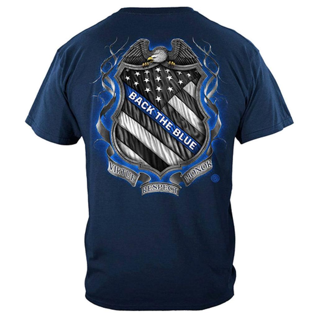 United States Law enforcement Back the Blue Virtue Respect Honor Premium T-Shirt - Military Republic