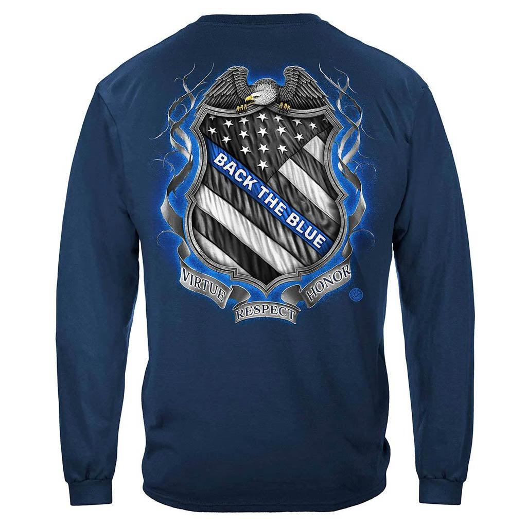 United States Law enforcement Back the Blue Virtue Respect Honor Premium Hoodie - Military Republic