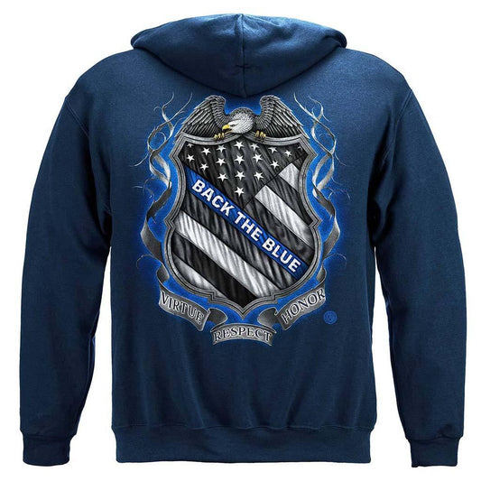 United States Law enforcement Back the Blue Virtue Respect Honor Premium Hoodie - Military Republic