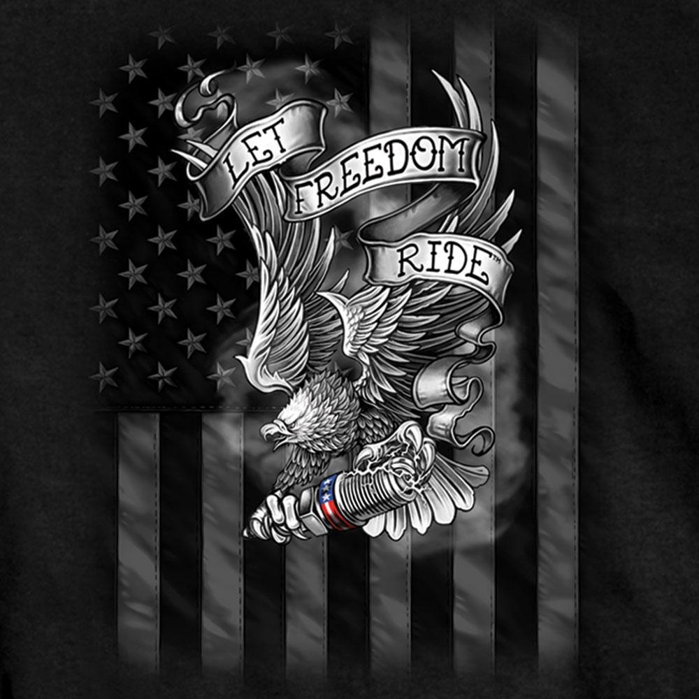 Let Freedom Ride Eagle Flag Biker T-Shirt - Military Republic