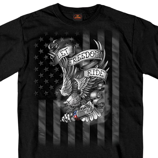 Let Freedom Ride Eagle Flag Biker T-Shirt - Military Republic