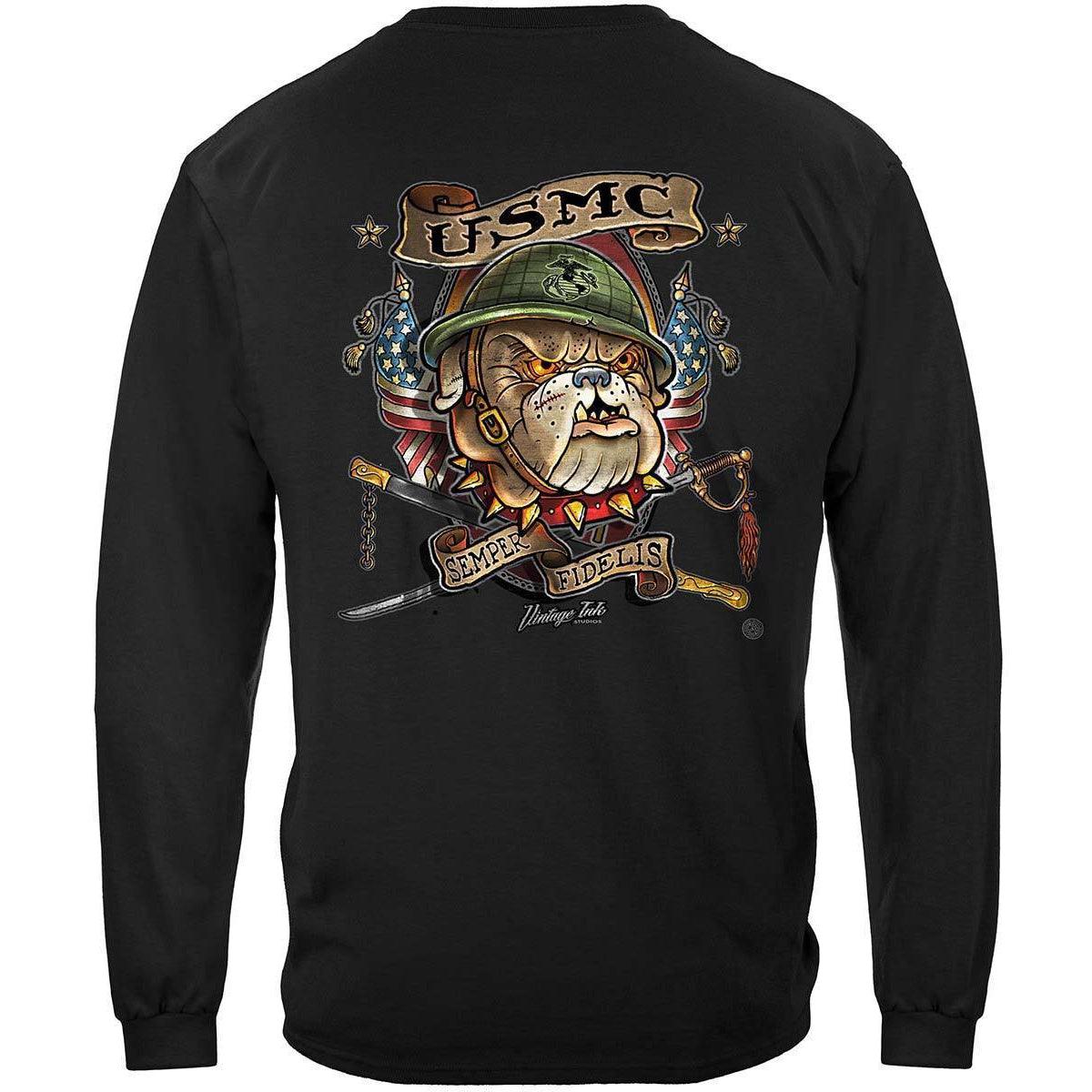 Marine Corps USMC Vintage Tattoo Semper Fidelis Premium Long Sleeves - Military Republic