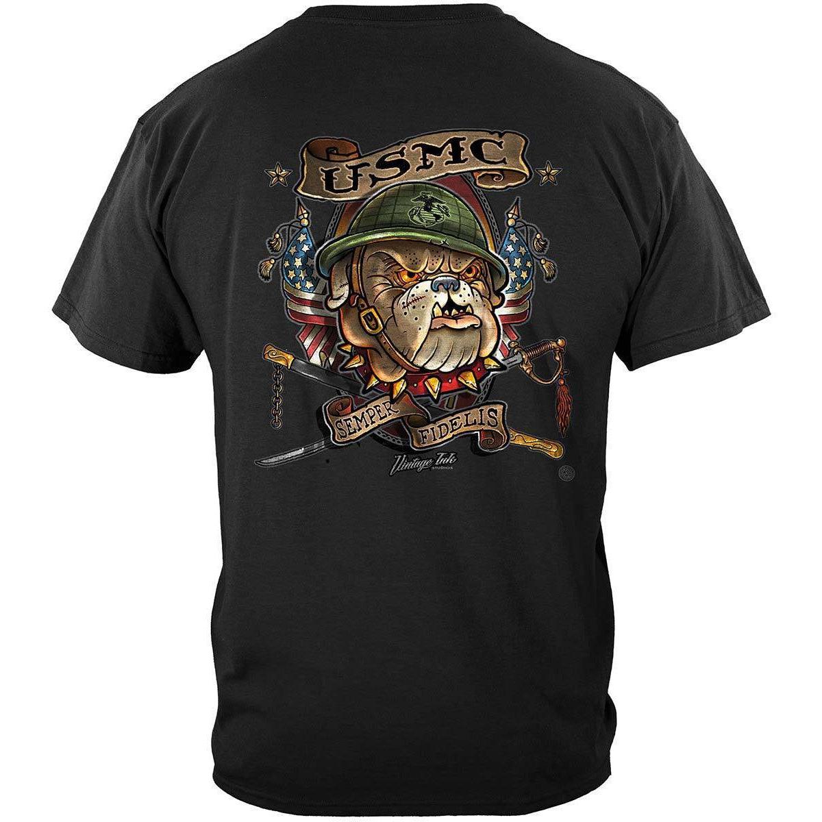 Marine Corps USMC Vintage Tattoo Semper Fidelis Premium Long Sleeves - Military Republic