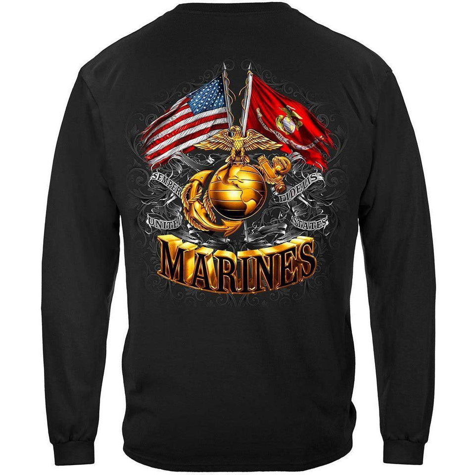 Marines Double Flag Hoodie - Military Republic