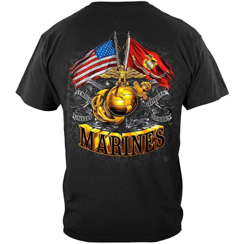 Marines Double Flag T-Shirt - Military Republic