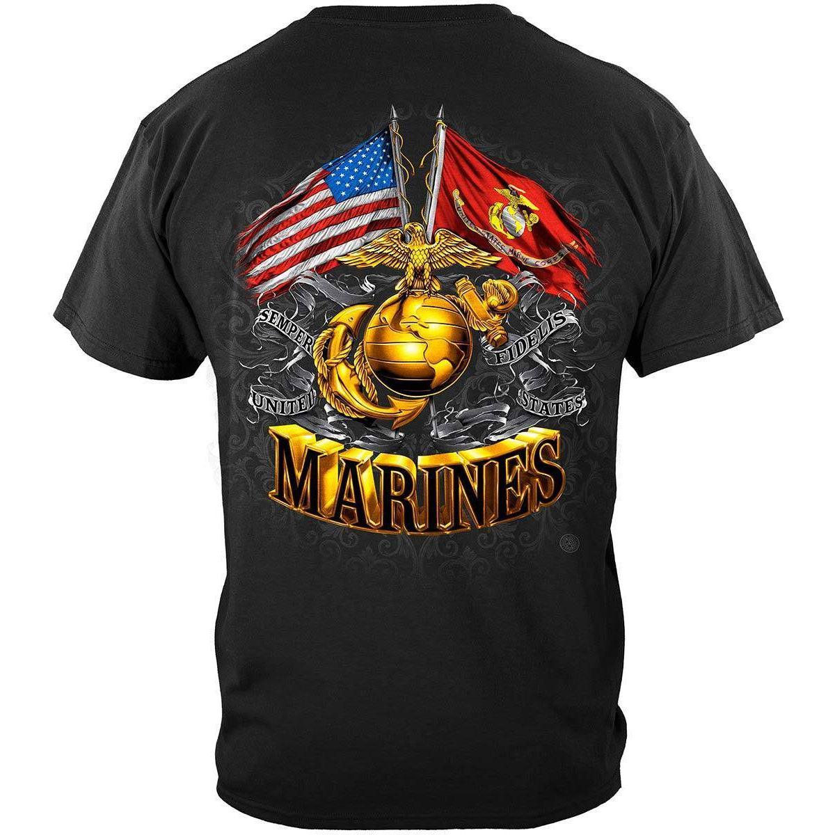 Marines Double Flag Long Sleeve - Military Republic