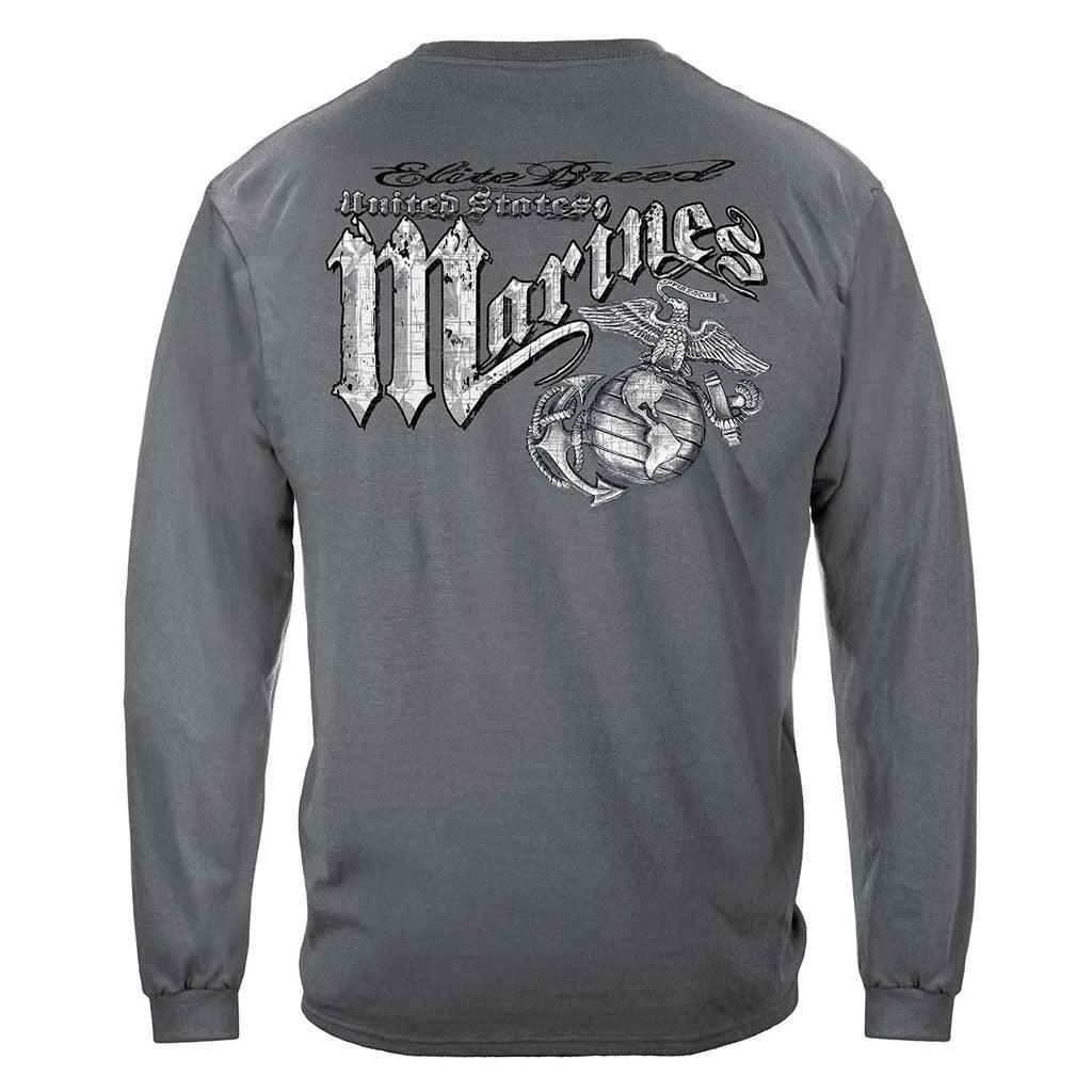 United States Marines Eagle Elite Breed Silver Foil Premium Hoodie - Military Republic