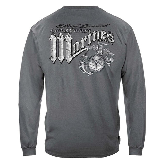 United States Marines Eagle Elite Breed Silver Foil Premium Long Sleeve - Military Republic