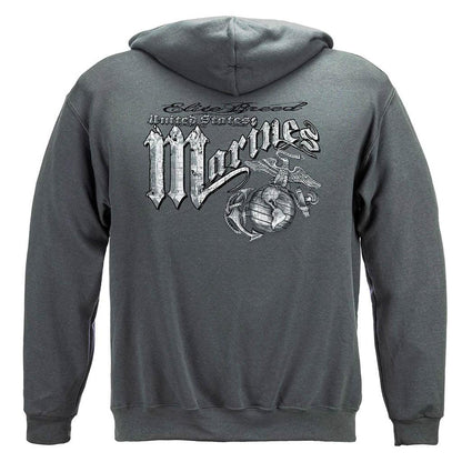 United States Marines Eagle Elite Breed Silver Foil Premium Hoodie - Military Republic