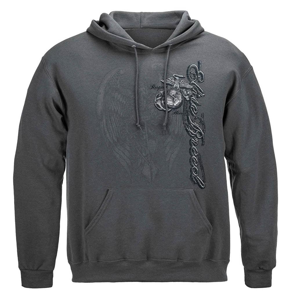 United States Marines Eagle Elite Breed Silver Foil Premium Hoodie - Military Republic