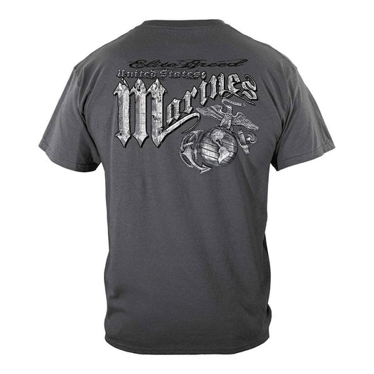 United States Marines Eagle Elite Breed Silver Foil Premium T-Shirt - Military Republic