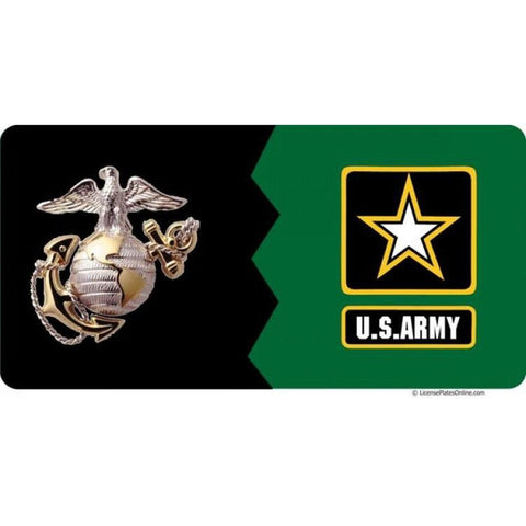 Marines Vs Army House Divided Photo License Plate - Military Republic
