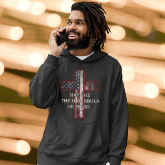 May the Lost Souls Be Found Cross & Flag Unisex Hoodie - Military Republic