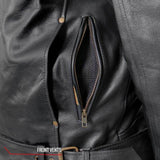 Men’s Leather Side Belt Biker Leather Jacket - Military Republic