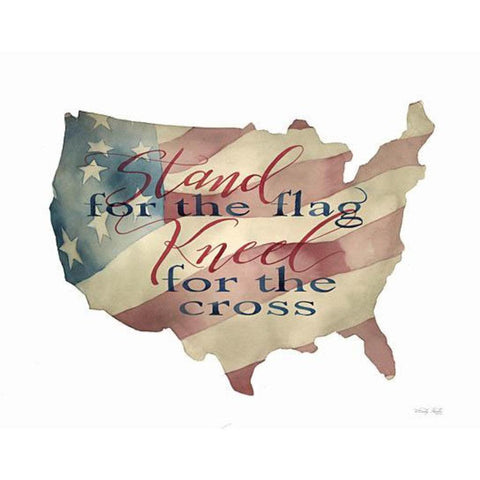 Stand For The Flag Kneel For The Cross - Wood Cutout USA Map - Military Republic