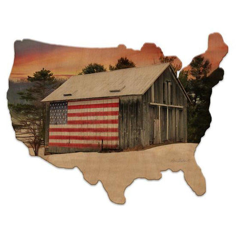 Orchard and Barn - Wood Cutout USA Map - Military Republic