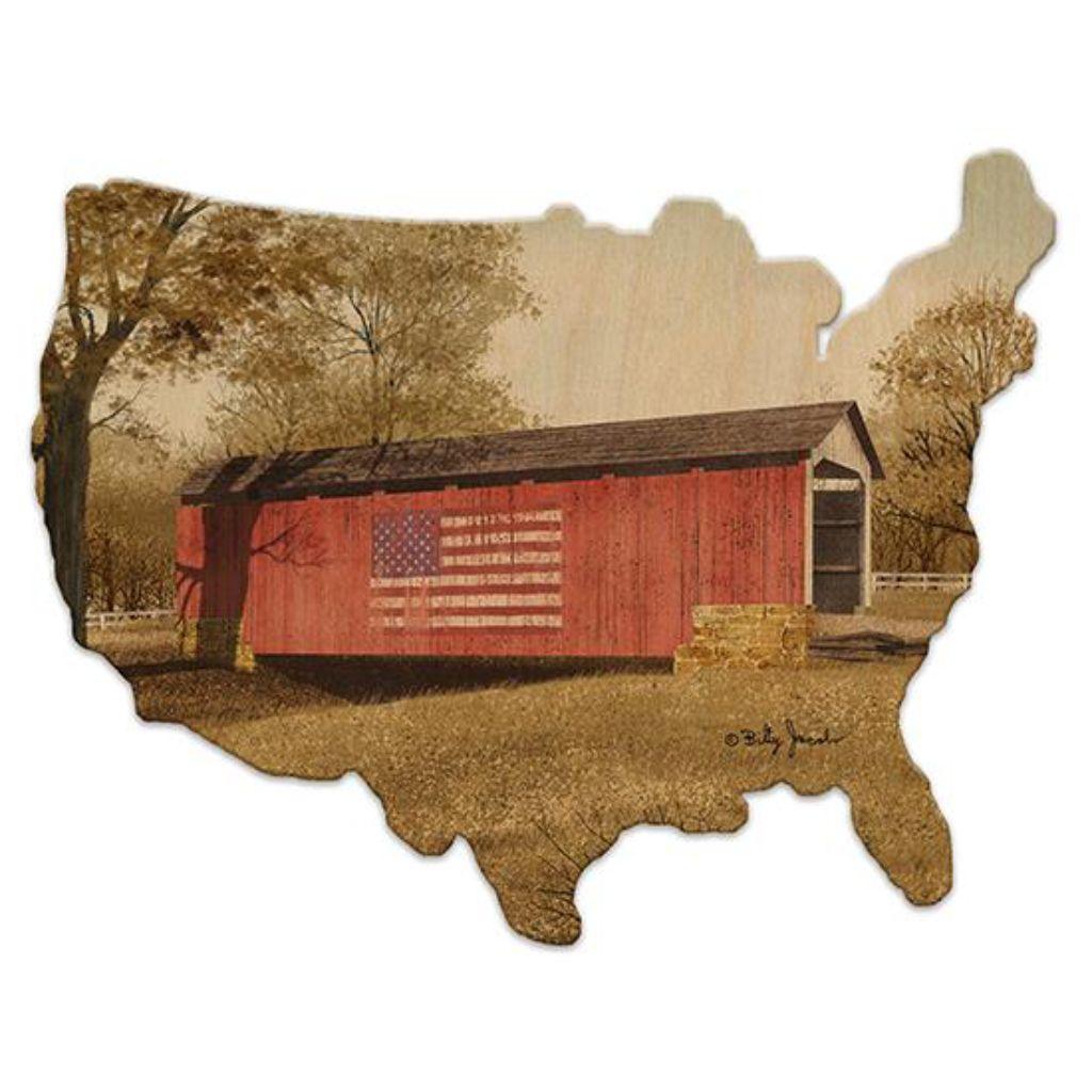 Sassafras Ridge - Wood Cutout USA Map - Military Republic