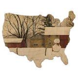 First Snow - Wood Cutout USA Map - Military Republic