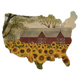 Sunflowers USA Map - Wood Cutout - Military Republic
