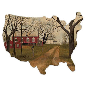 The Old Dirt Road - USA Map Wood Cutout - Military Republic