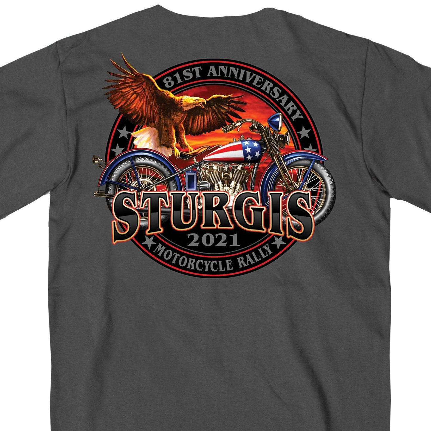 Sturgis 2021 Motorcycle Rally Flag Bike T Shirt - Military Republic
