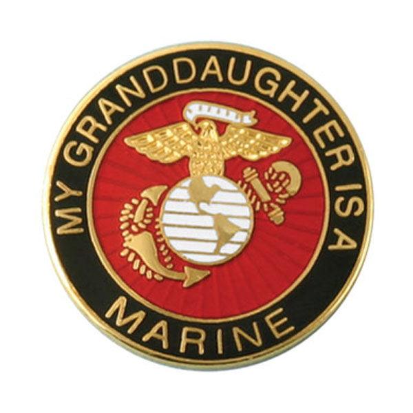 My Grand Daughter is a Marine EGA Round Lapel Pin 1" - Military Republic
