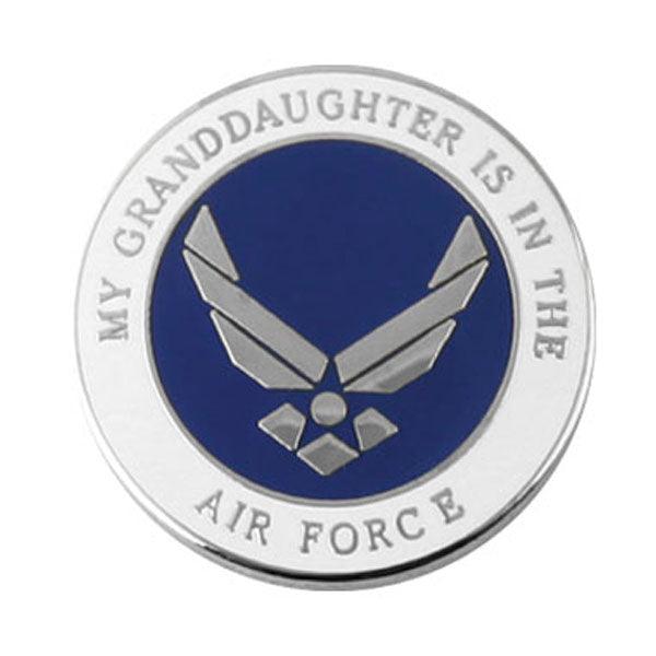 My Granddaughter is in the Air Force with Wing Logo Lapel Pin 3/4" - Military Republic