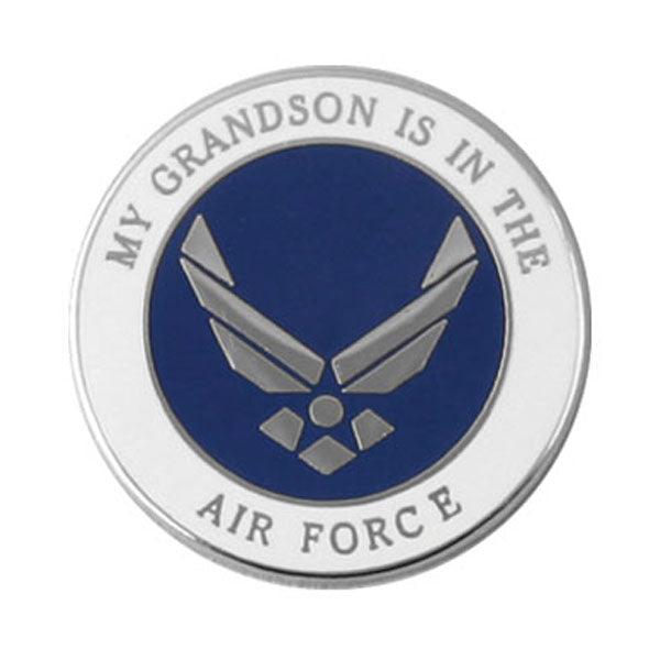My Grandson is in the Air Force with Wing Lapel Pin 3/4" - Military Republic