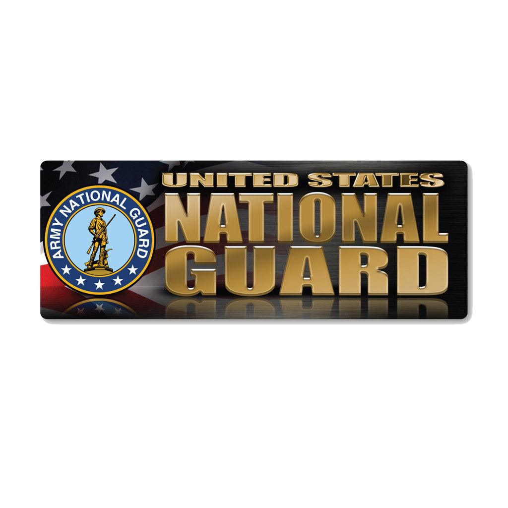 United States Army National Guard Chrome Bumper Strip Magnet (7.88" x 2.88") - Military Republic