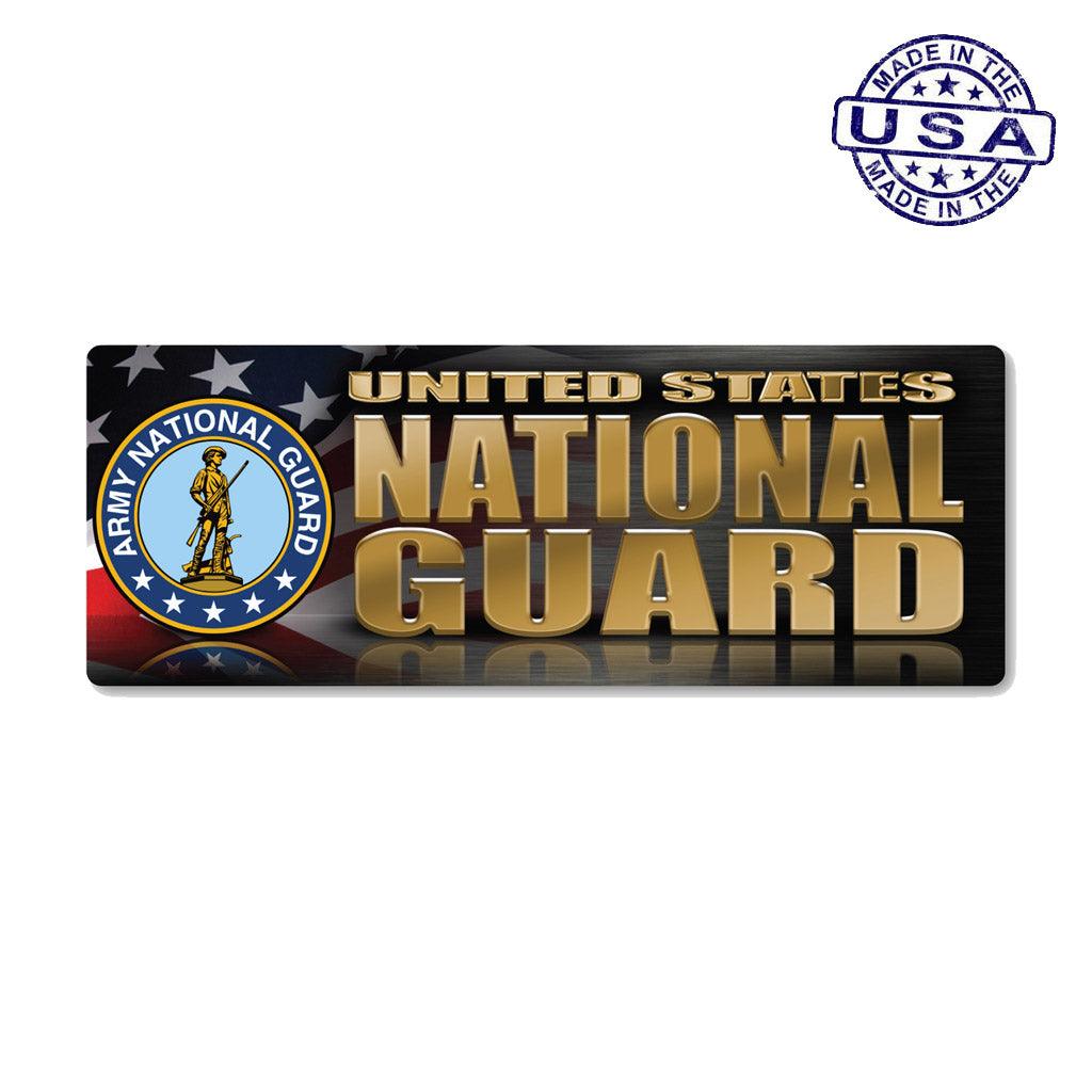 United States Army National Guard Chrome Bumper Strip Magnet (7.88" x 2.88") - Military Republic