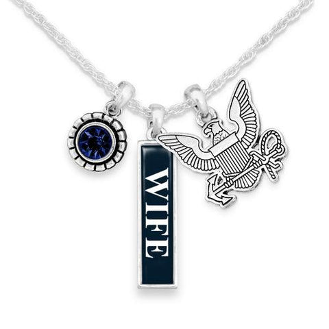 U.S. Navy® Necklace- Triple Charm- Vertical Wife - Military Republic