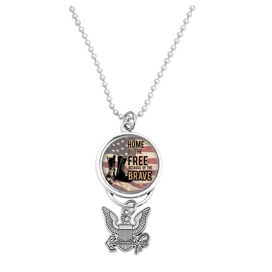 U.S. Navy Home of the Brave (Boots) with Silver Logo Car Charm - Military Republic