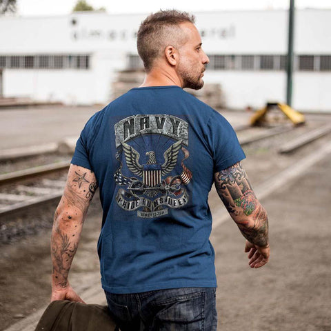 Navy Eagle On Stone Premium T-Shirt - Military Republic