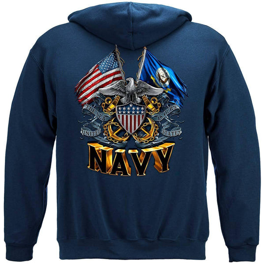 Navy Double Flag Hoodie - Military Republic