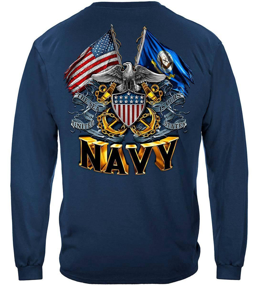 Navy Double Flag Hoodie - Military Republic