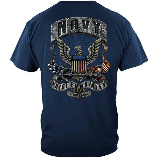 Navy Eagle On Stone Premium T-Shirt - Military Republic