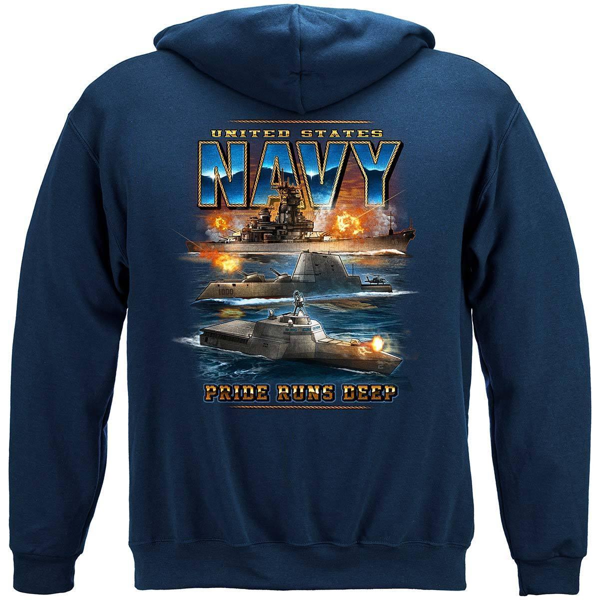 Navy Pride Runs Deep Hoodie - Military Republic
