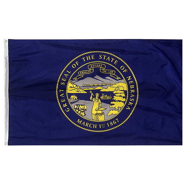 Nebraska State Nylon Outdoors Flag- Sizes 2' to 10' Length - Military Republic