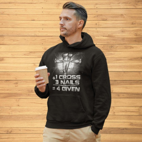 One Cross Plus Three Nails Equals Forgiven Unisex Hoodie - Military Republic