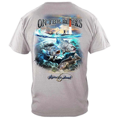 United States On the Rocks Striped Bass Sea Bass Black Fish Premium T-Shirt - Military Republic