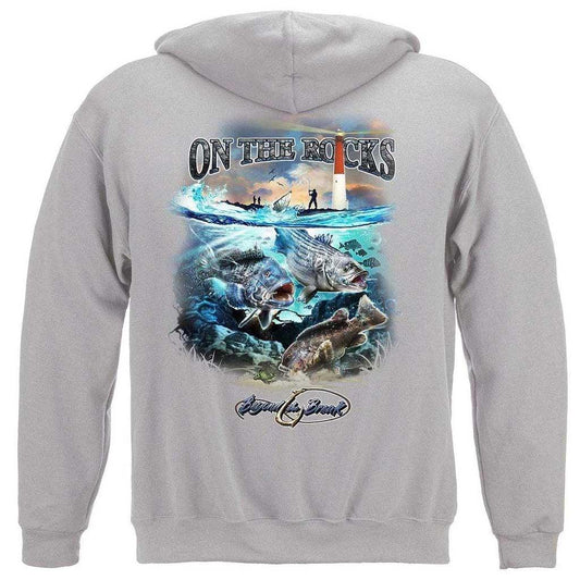 United States On the Rocks Striped Bass Sea Bass Black Fish Premium Hoodie - Military Republic