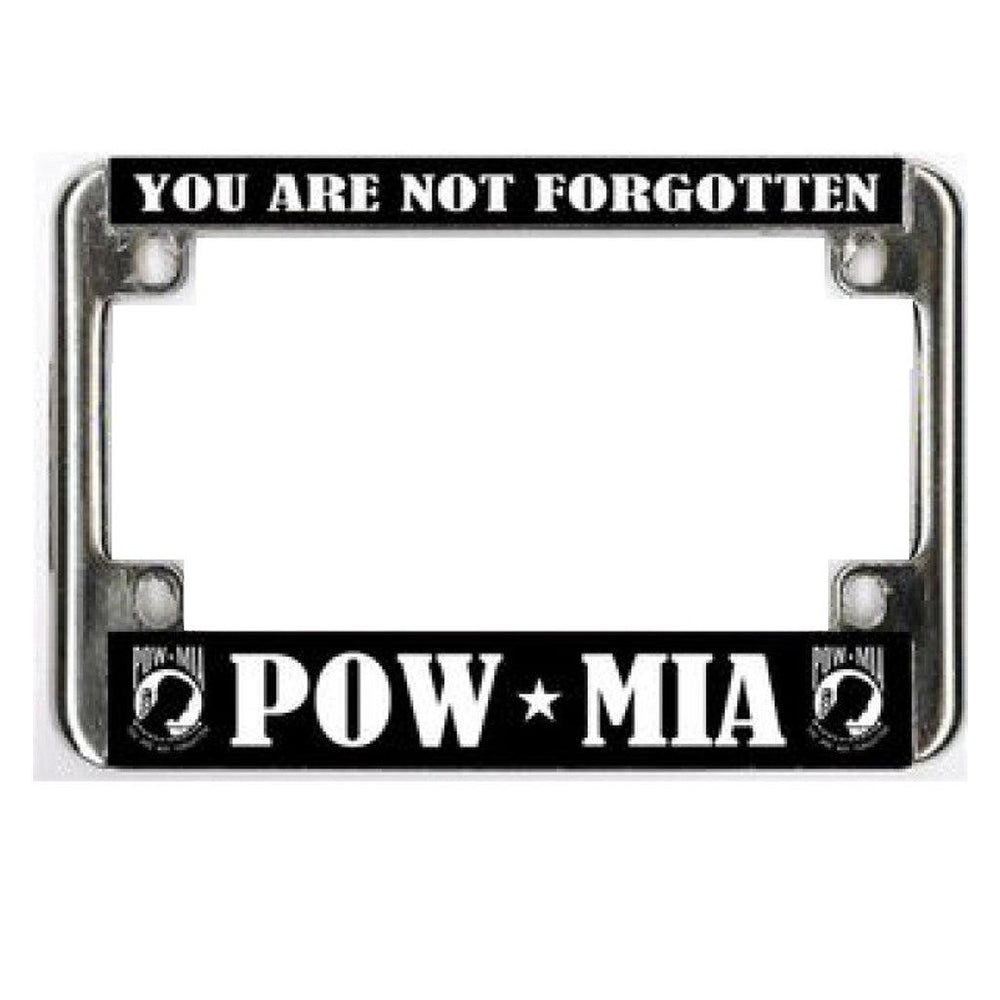 POW MIA Chrome Motorcycle License Plate Frame - Military Republic