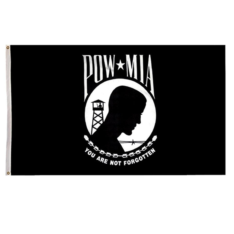 POW/MIA Flag Single Faced Nylon Flag - Sizes 2', 3', 4', 5', 6' & 8' width - Military Republic