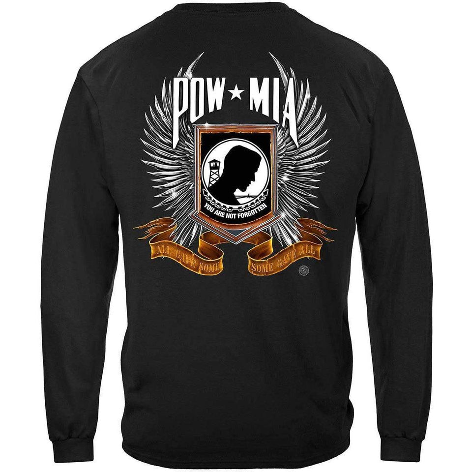 POW-MIA Chrome Wings Premium T-Shirt - Military Republic