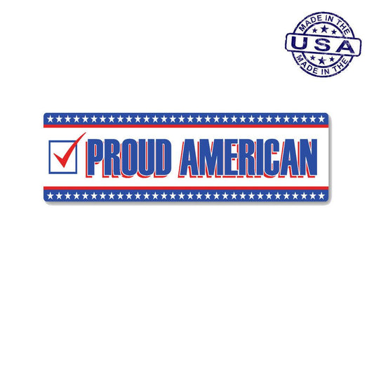 United States Patriotic Proud American Rectangle Bumper Strip Sticker (10.88" x 2.88") - Military Republic